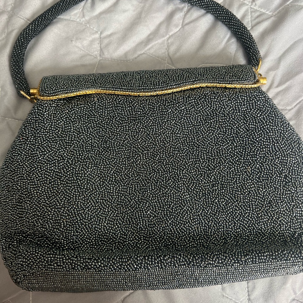 Gilded Glamour: Vintage Josef Bronze Beaded Evening Bag
